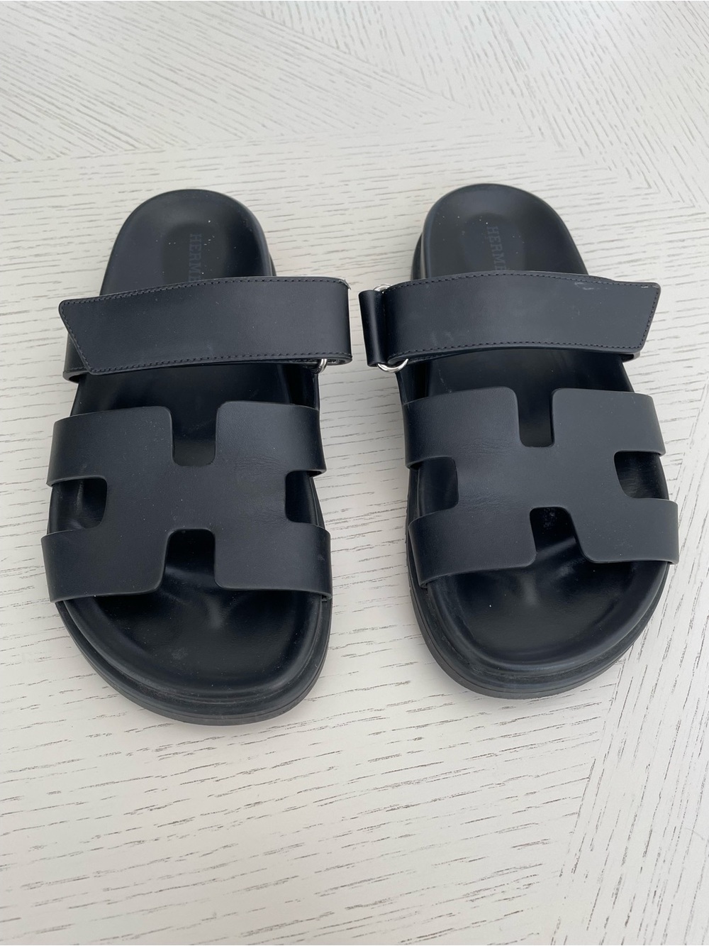 Hermes Black Chypre Sandals size 36